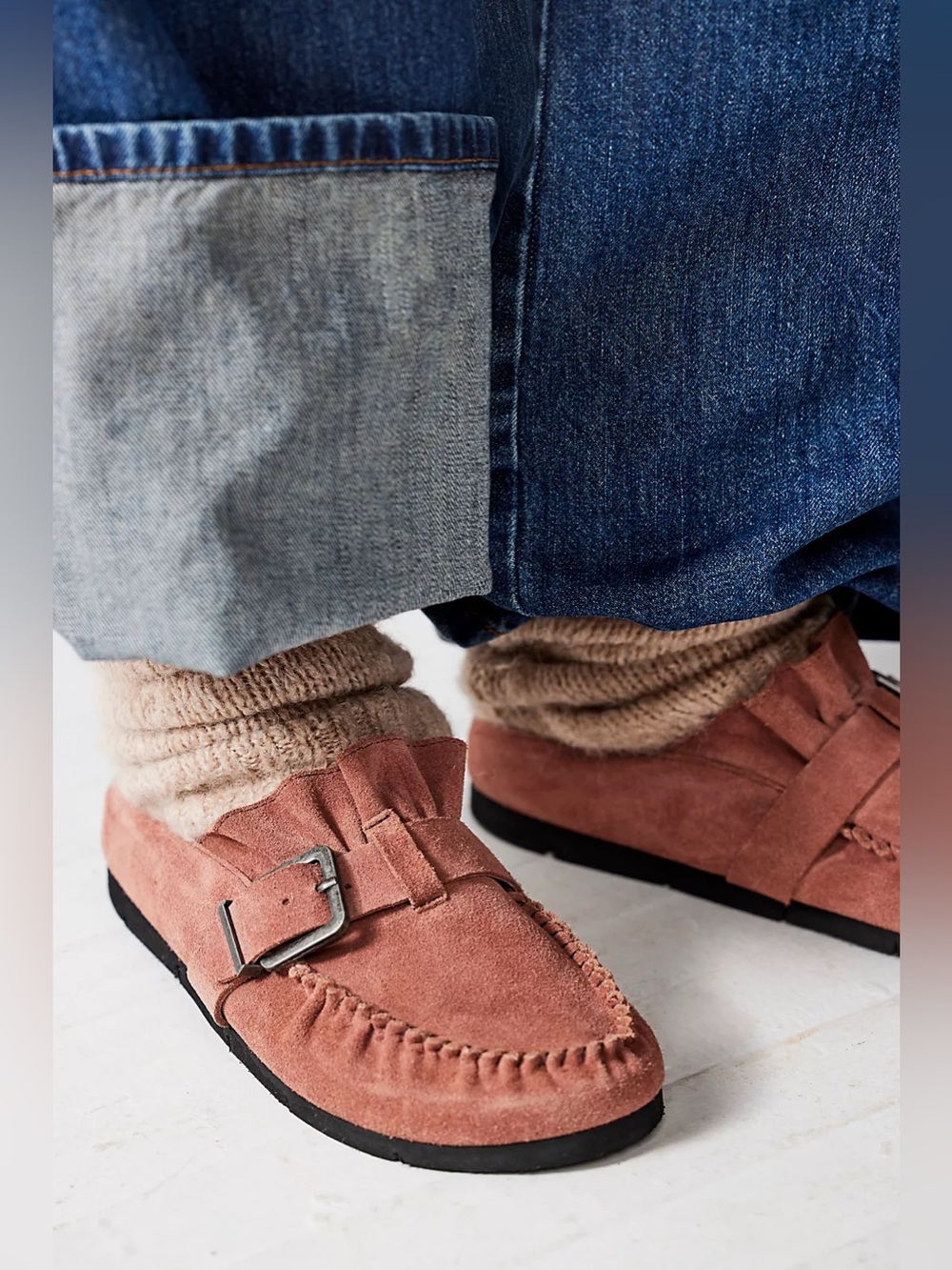 FREE PEOPLE AFTER RIDING MULES IN SUNSET SAND SUEDE 9.5